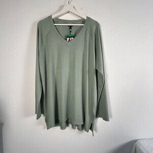 Banana Republic Womens Green V-Neck Long Sleeve Pullover Top Stretch XL New